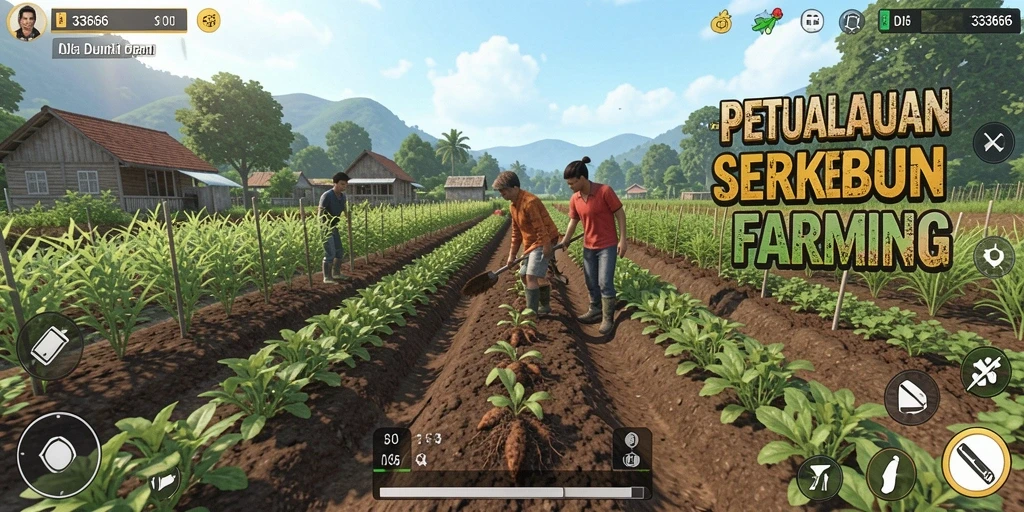 Tampilan gameplay 333666 yang asyik saat berkebun.