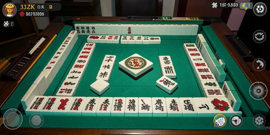 Screenshot permainan 33ZK menampilkan gameplay Mahjong yang menawan.