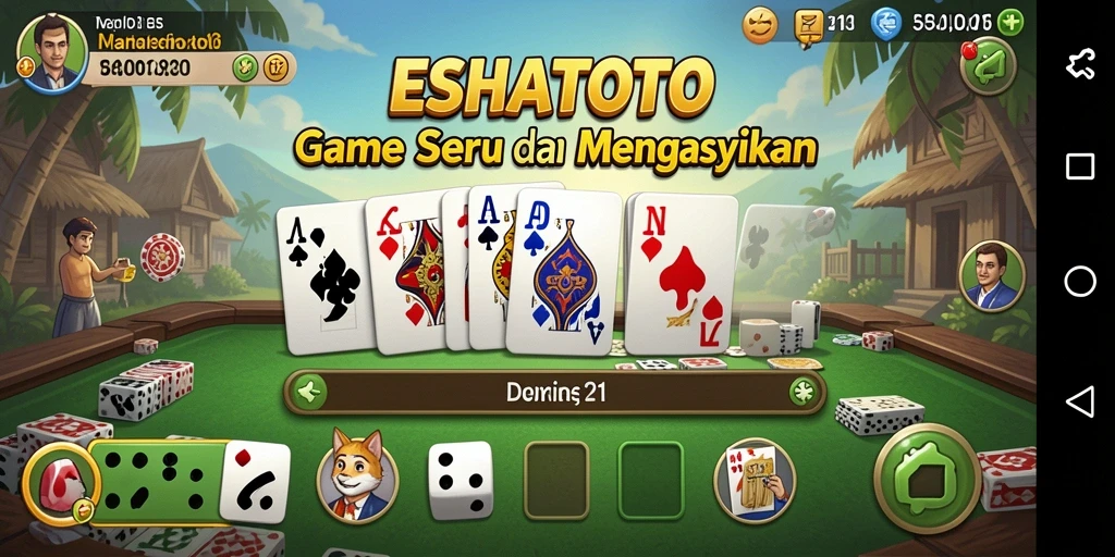 Screenshot ESHATOTO menunjukkan gameplay seru Domino.