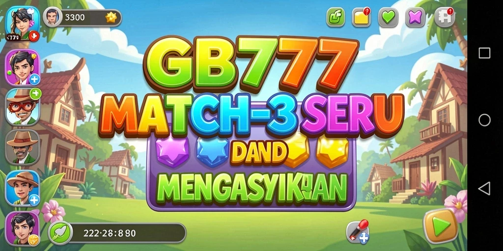 Tampilan gameplay seru dari GB777 yang penuh warna dan tantangan Match-3.