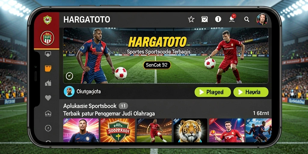 Tampilan gameplay HARGATOTO dengan berbagai opsi taruhan olahraga.