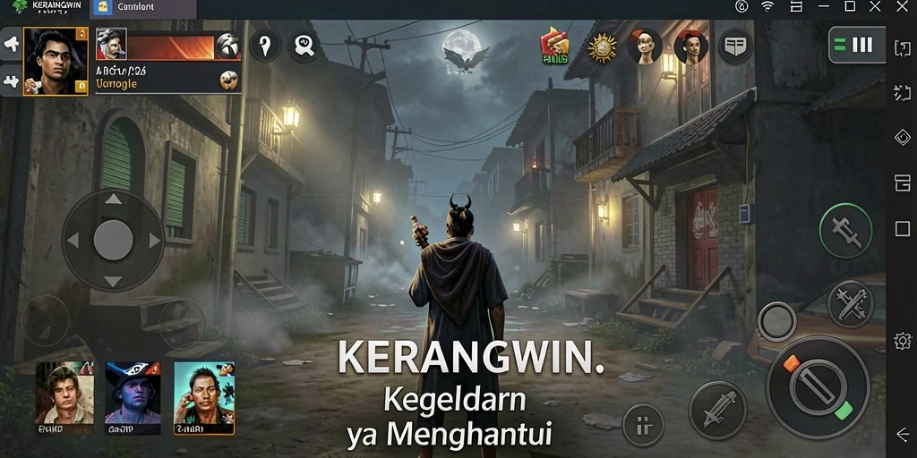 Tampilan gameplay KERANGWIN yang menyeramkan dan penuh ketegangan.