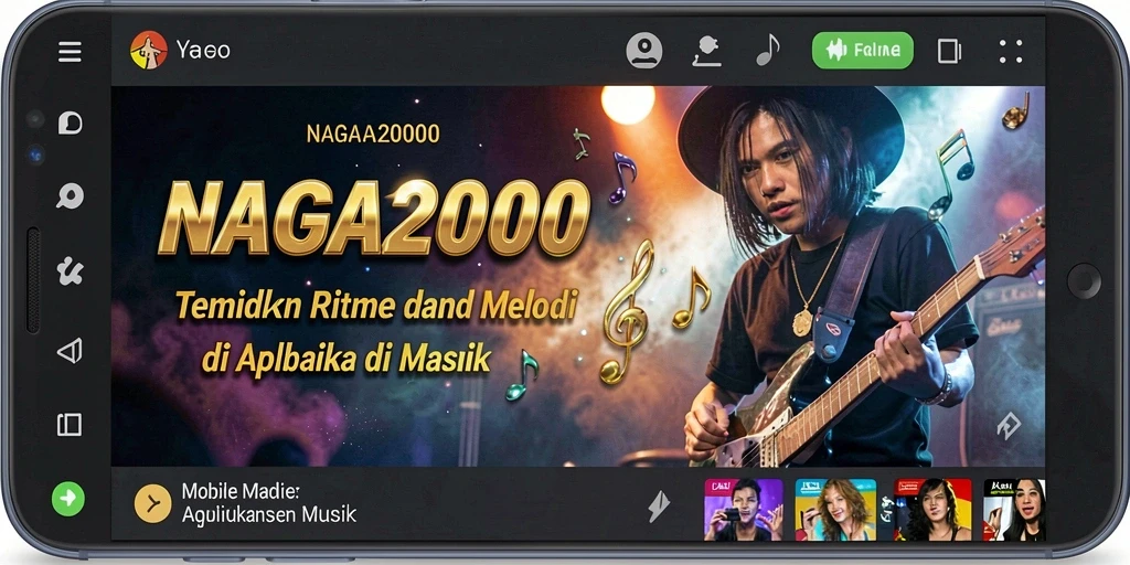Tampilan gameplay interaktif NAGA2000 dengan fitur musik yang menarik.