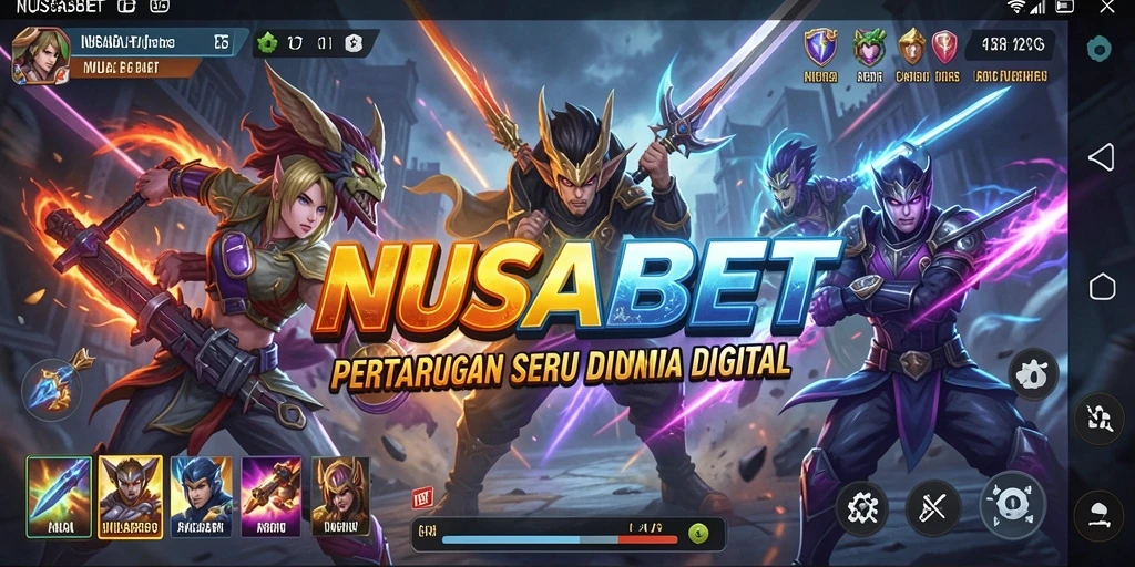 Tangkapan layar <strong>NUSABET</strong> menampilkan pertarungan seru antar karakter dengan efek visual yang menarik.