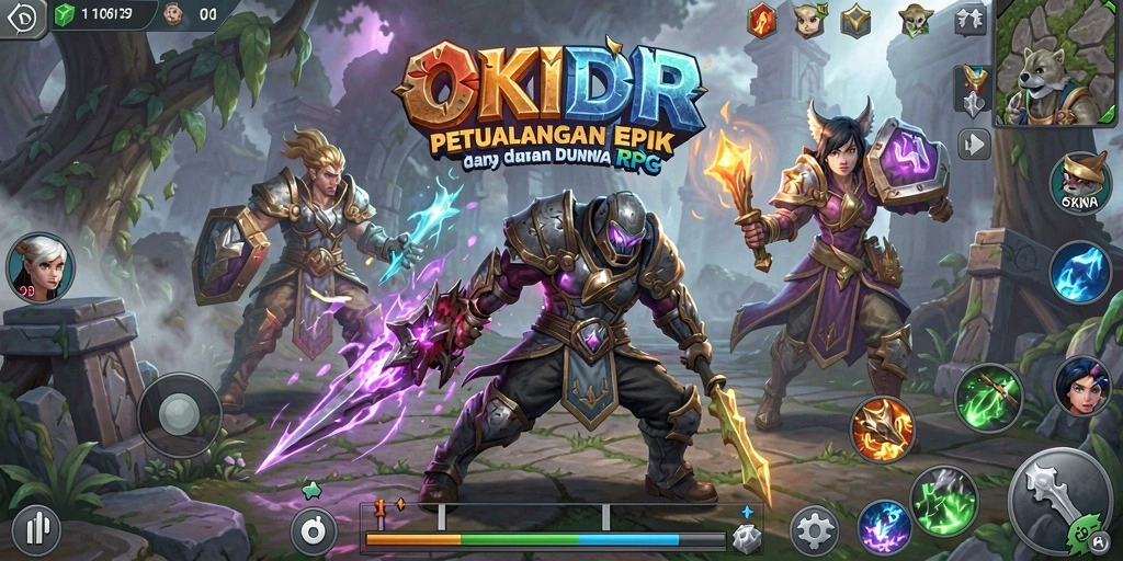 Tangkapan layar gameplay OKIDR yang menampilkan karakter dalam pertempuran.