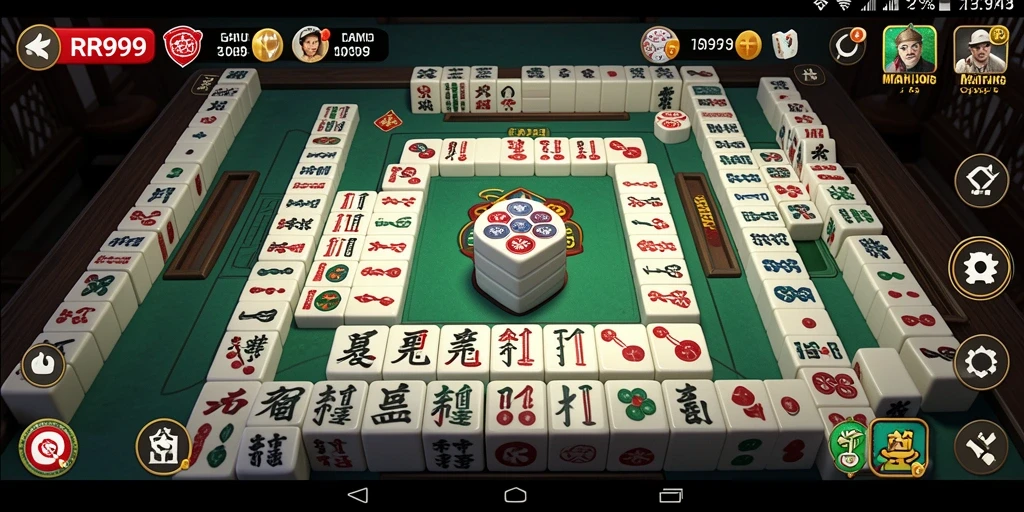 Screenshot RR999 menampilkan gameplay Mahjong yang seru dan menarik.