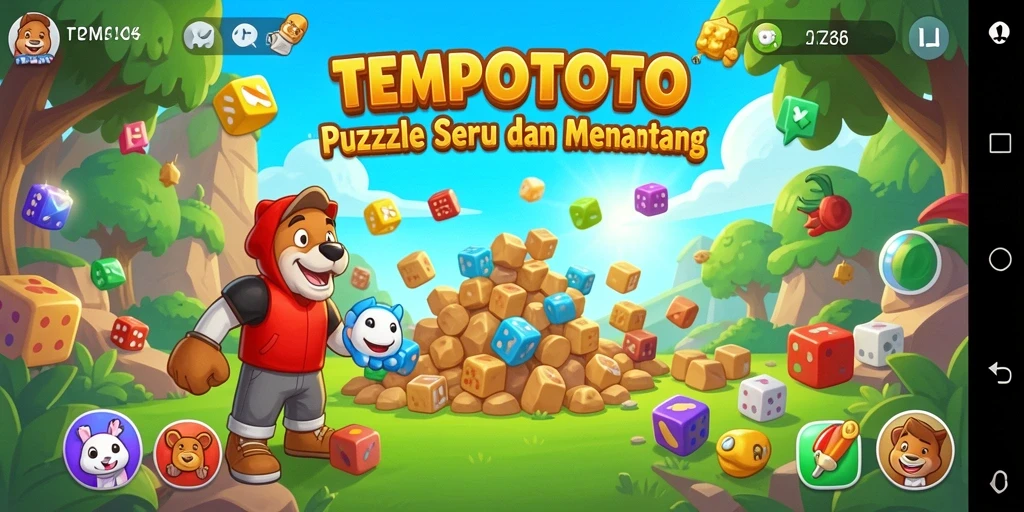 Screenshot gameplay TEMPOTOTO menampilkan tantangan puzzle yang menarik.