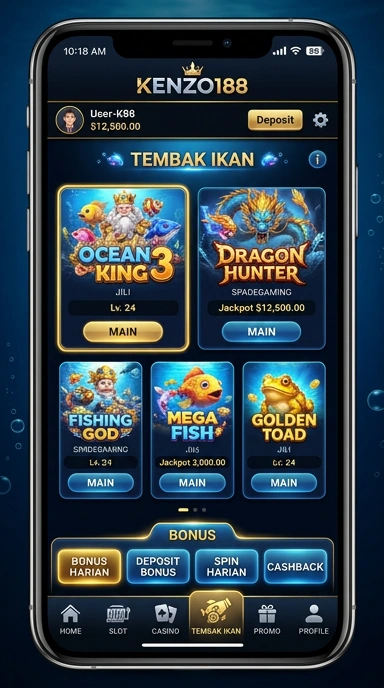 Tampilan utama aplikasi kenzo188 yang bersih dan menarik.